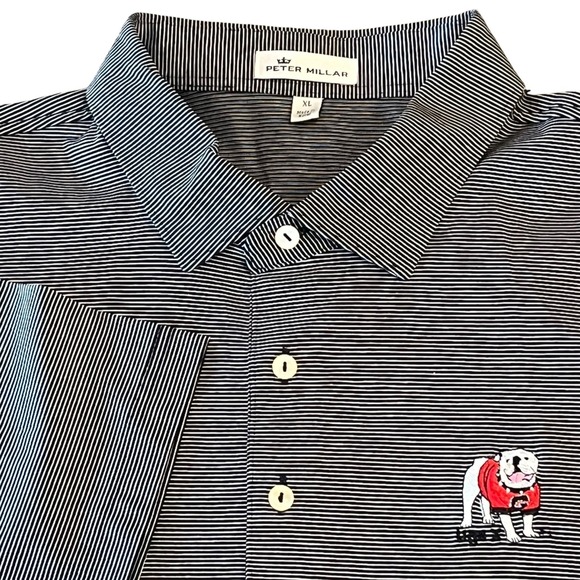 Peter Millar Other - Peter Millar Polo Shirt Mens XL Black Stripe Georgia Bulldogs Cotton